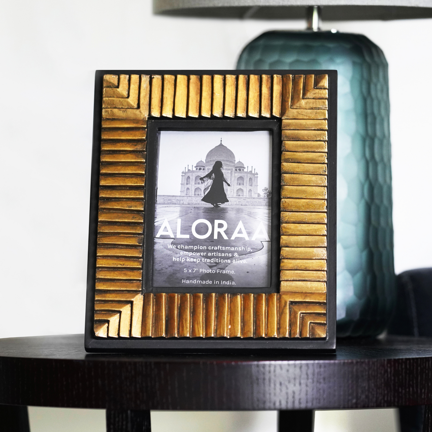 Handcrafted Black & Gold Textured Photo Frame