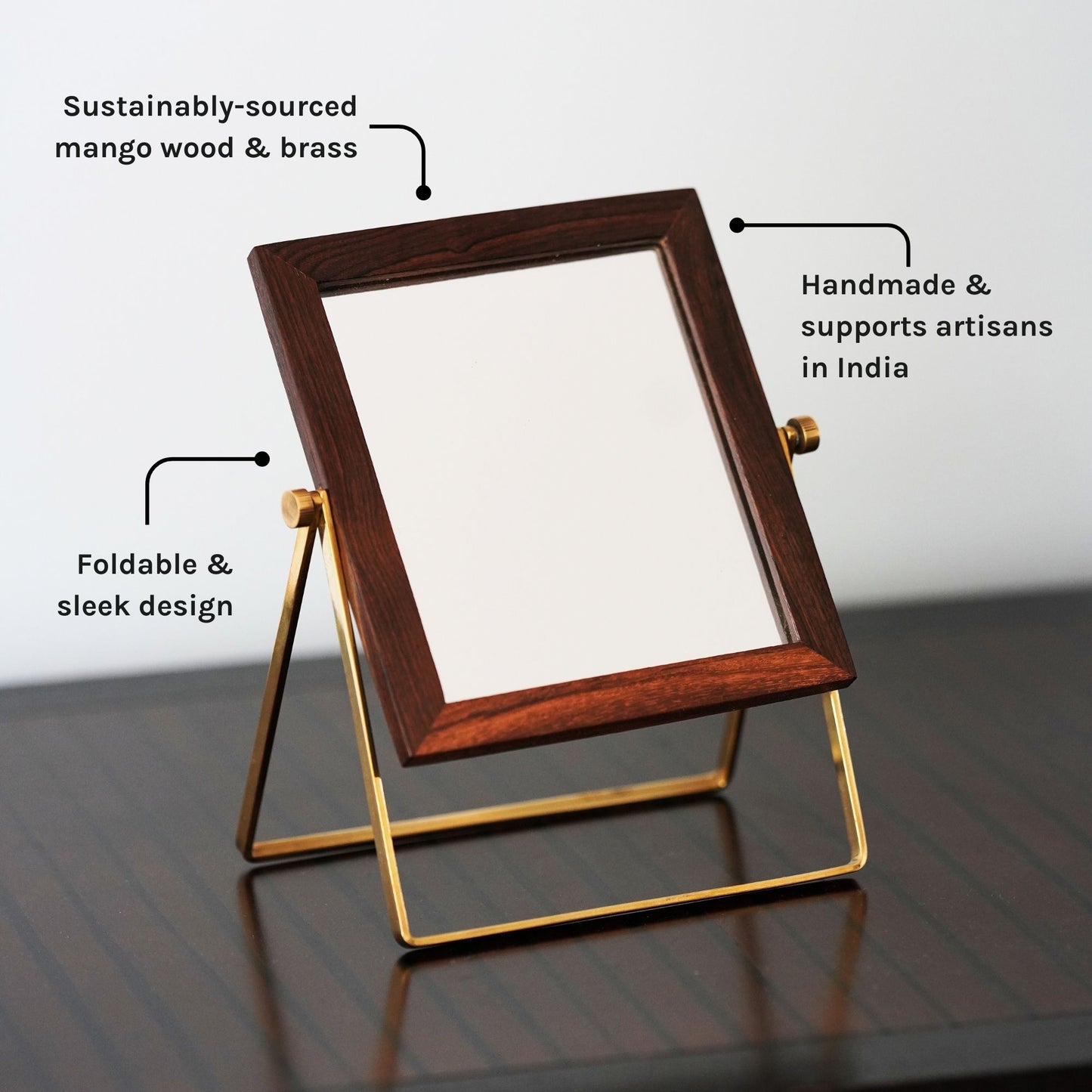 Handmade Foldable Countertop Mirror