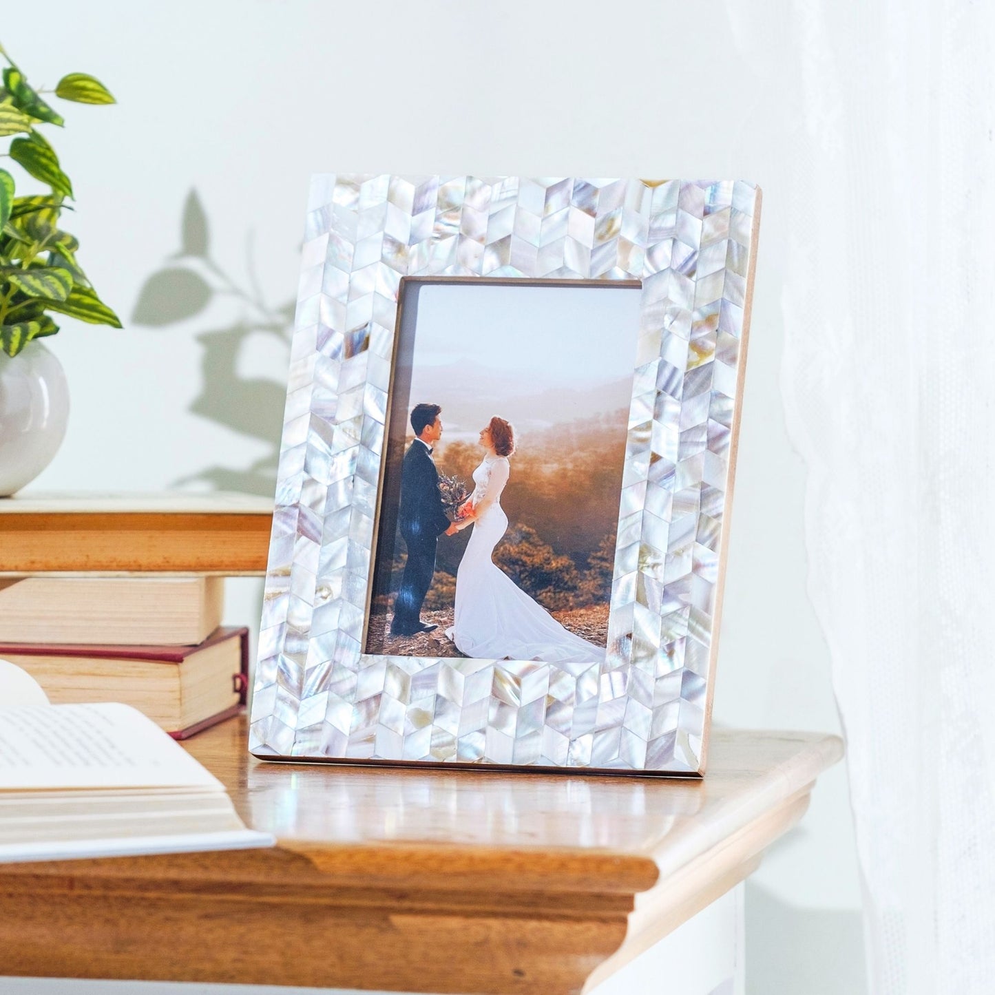 Chevron Mother of Pearl & ‘Seengh Ka Kaam’ Inspired Photo Frame